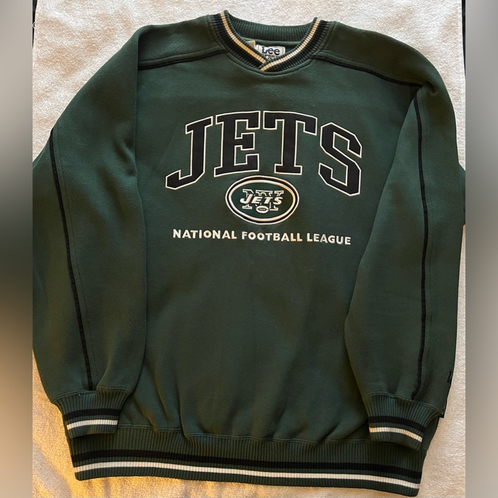 NY JETS Sweater, Large, Pre-Owned with FREE Jets T-Shirt Size XL New With Tags - Picture 2 of 15